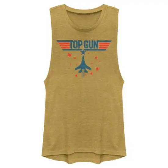 Junior's Top Gun Fighter Jet and Stars Logo Festival Muscle Tee image {3}