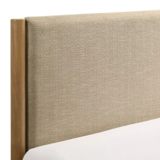 Roundhill Furniture Vichy 2-Piece Rubberwood Bedroom Set, Platform Bed with Nightstand image {4}