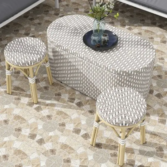 3pc Willa Aluminum & Wicker Patio Conversation Set - miBasics
 image {2}