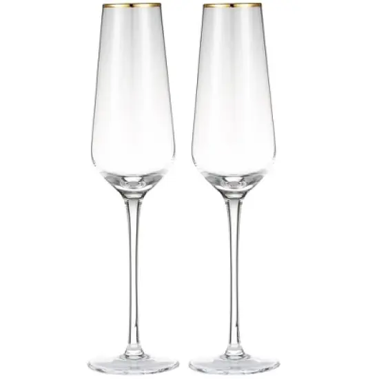 Berkware Tall Champagne Flutes with Gold Tone Rim - 8.1oz image {11}