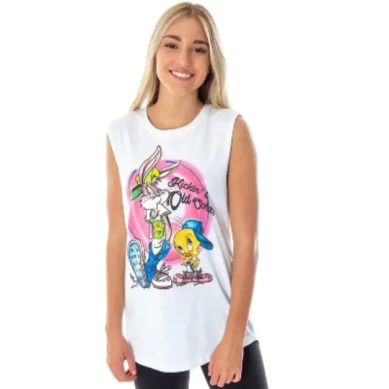 Looney Tunes Men's Tweety n' Bugs Kickin' It Old School Airbrush Muscle Tank image {3}
