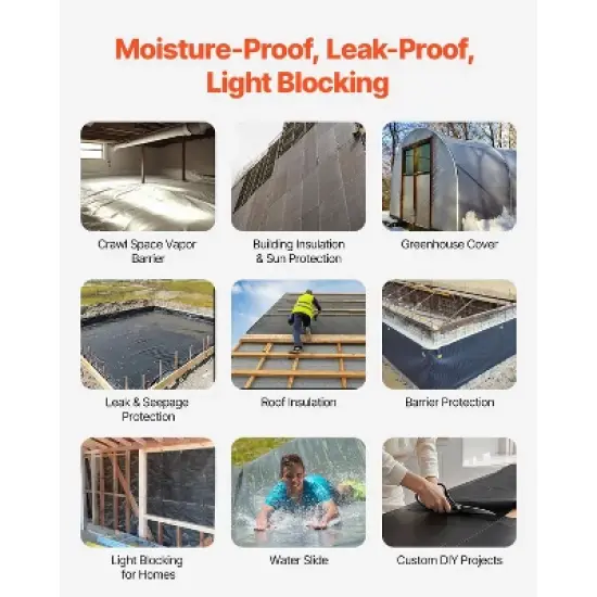 VEVOR Plastic Sheeting Heavy Duty 10' x 100', 6 Mil Thick Plastic Sheeting Roll, Plastic Drop Cloth Painters Tarp, Polyethylene Covering image {4}