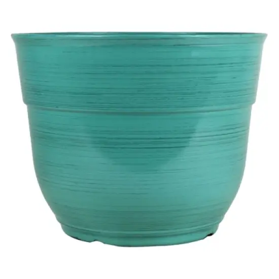 Garden Elements Indoor/Outdoor Glazed Brushed Happy Plastic Planter, Large, 15in image {12}
