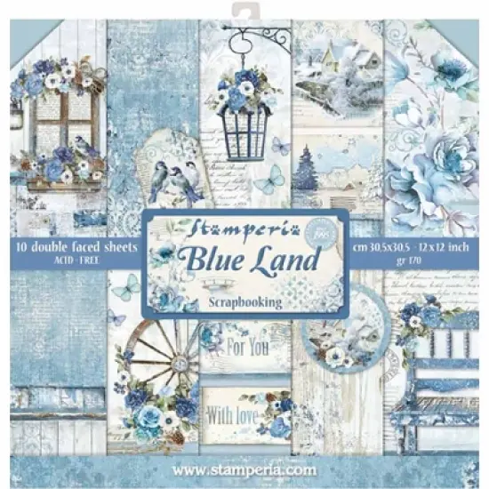 Stamperia Double-Sided Paper Pad 12"X12" 10/Pkg-Blue Land, 10 Designs/1 Each image {1}