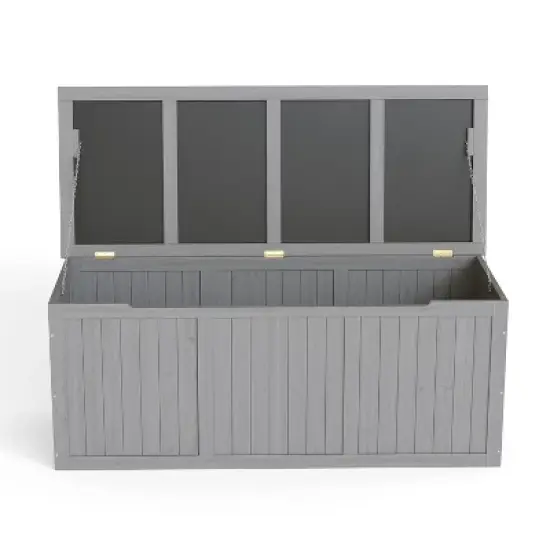 Cesicia Outdoor Wooden Deck Box, for Patio Furniture Cushions, Pool Toys & Garden Tools image {2}