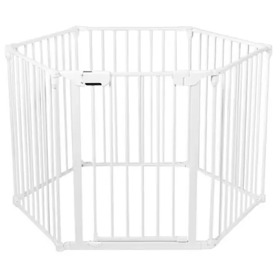 Costway 6 Panel Baby Safe Metal Gate Play Yard Barrier Pet Fence Adjustable image {11}