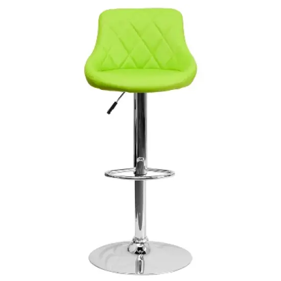 Emma and Oliver Bucket Seat Adjustable Height Barstool with Diamond Pattern Back image {8}