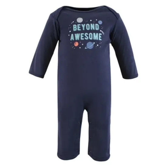 Hudson Baby Infant Boys Cotton Coveralls, Space image {2}