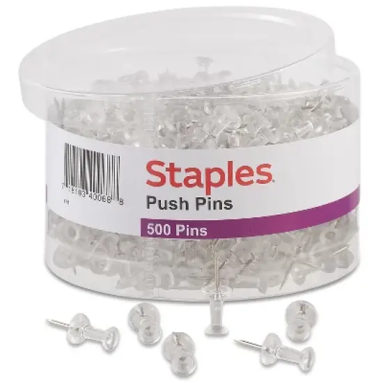 Staples Push Pins Clear 500/Tub 480117 image {3}