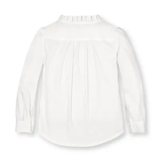Hope & Henry Girls' Organic Cotton Ruffle Neck Blouse with Pintucks, Toddler image {3}