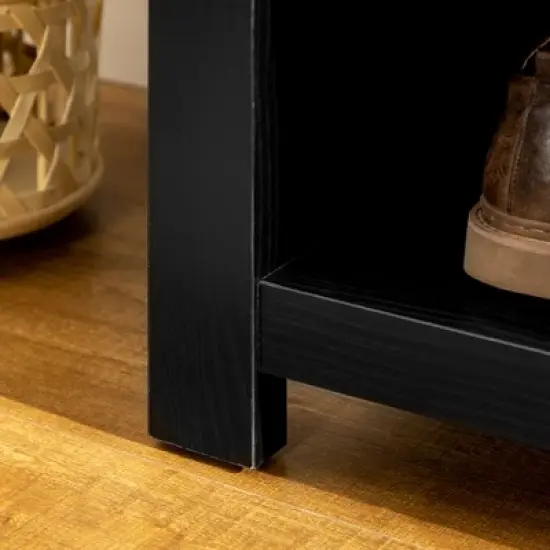 HOMCOM Hall Tree with Shoe Storage Bench, Entryway Bench with Coat Rack, Accent Coat Tree with Adjustable Shelves for Hallway, Mud Room, Black image {5}