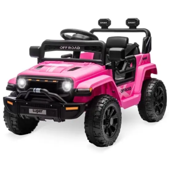 Ride On Truck for Kids, 12V Battery Powered Toy Car with Remote Control, LED Headlight and Music, 25W Toddler Electric Vehicles for Girls Boys 2-6 image {9}