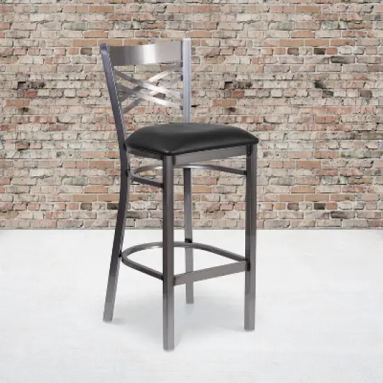 Flash Furniture Clear Coated ''X'' Back Metal Restaurant Barstool image {1}