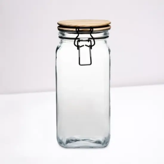 Amici Home Acadia Glass Canister with Wood Lid & Hermetic Seal,, Airtight Lock Lids for Kitchen & Pantry Storage image {2}