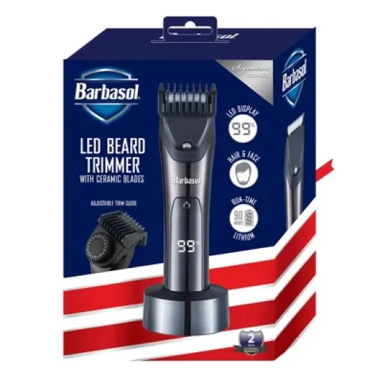 Barbasol LED Display Rechargeable with Hypoallergenic Blades and Precise Length Comb Battery Beard Trimmer - Trial Size - 5ct image {2}