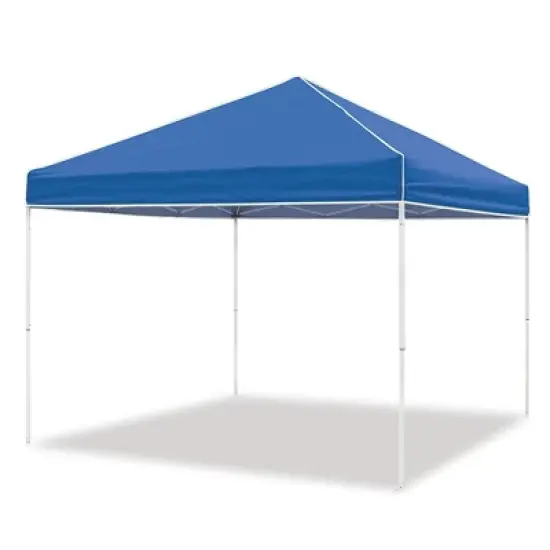 Z-Shade 10 x 10 Foot Everest Instant Outdoor Canopy Camping Patio Shelter, Blue, & Z-Shade 10 Ft Angled Leg Canopy Tent Taffeta Attachment, Blue image {1}