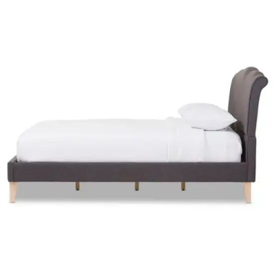 Queen Fannie French Classic Modern Style Polyester Fabric Platform Bed Dark Gray - Baxton Studio image {1}