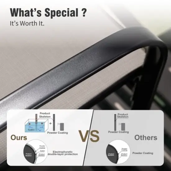 Captiva Designs 7pc Patio Dining Set with Slat-top Rectangle Table & Sling Fixed Dining Chairs image {9}