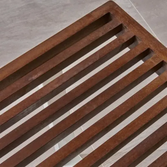 Dexmalle Modern Dark Brown and White Patio Dining Bench image {5}