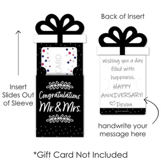 Big Dot of Happiness Mr. and Mrs. - Black and White Wedding or Bridal Shower Money and Gift Card Sleeves - Nifty Gifty Card Holders - Set of 8 image {4}