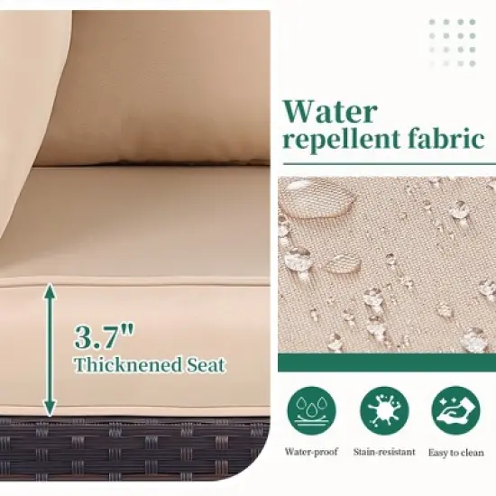 UPHA 5-Piece Rattan Patio Sofa Conversation Set with Cushions image {6}