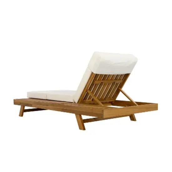 Christopher Knight Home Darla Outdoor Acacia Wood Adjustable Chaise Lounge with Water-Resistant Cushion image {5}