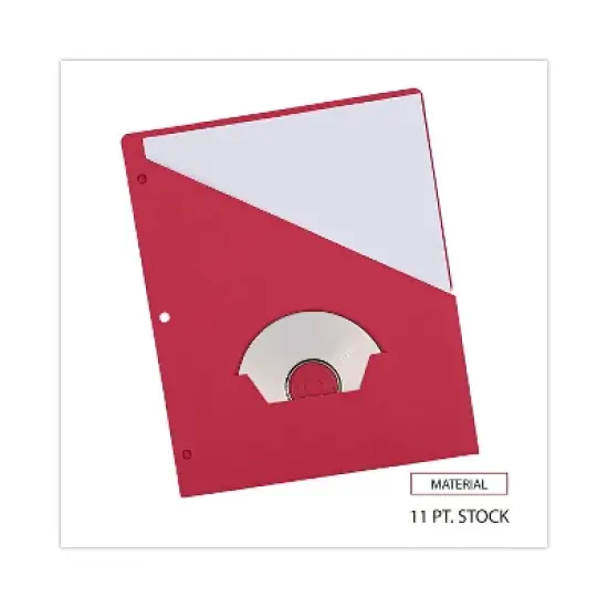 Universal Slash-Cut Pockets for Three-Ring Binders Jacket Letter 11 Pt. Red 10/Pack 61683 image {4}