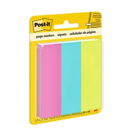 Post-it 150ct Page Markers 50 Sheets/Color - Fireball, Fuscia, Neon Green, Aqua Wave: Removable Multicolor Filing Tabs image {8}