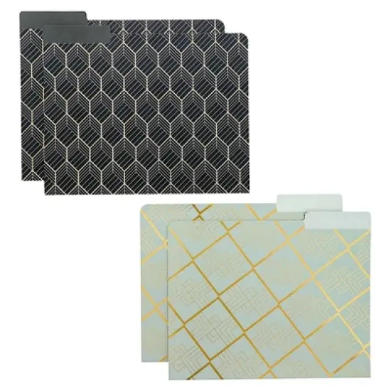 Paper Junkie 12 Pack Decorative File Folders with Gold Foil Geometrical Accents, 1/3 Cut Tab, for Office, Home Students, Letter Size, 11.5 x 9.5 in image {8}