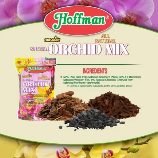 Hoffman Organic All-Natural Pre-Mixed Special Orchid Potting Mix for Better Blooms in Epiphytic Orchids, 4qt image {3}