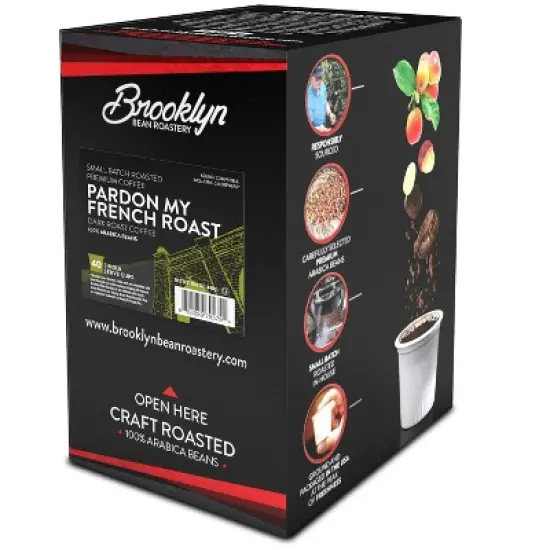 Brooklyn Beans French Roast Flavored Coffee Pods,Compatible 2.0 Keurig, 40 Count image {1}