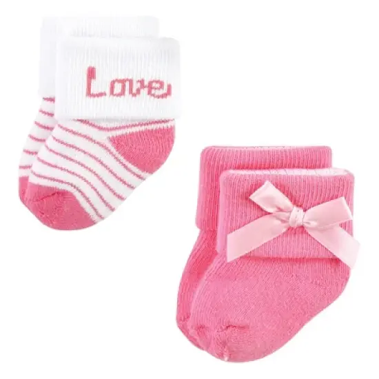 Hudson Baby Infant Girl Cotton Rich Newborn and Terry Socks, Love 12-Pack image {4}