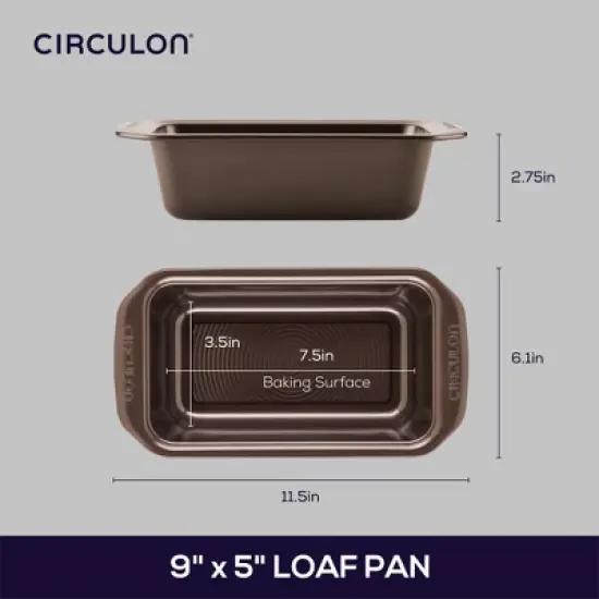 Circulon 9"x5" Loaf Pan Chocolate: Nonstick Rectangle Aluminum Baking Dish, Oven-Safe, Dishwasher-Safe image {1}