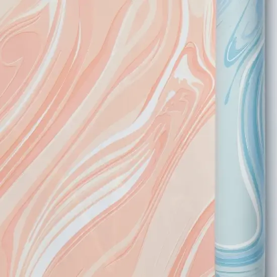Dual Sided Roll Wrap Marble Pattern Blue and Peach - Spritz&trade; image {2}