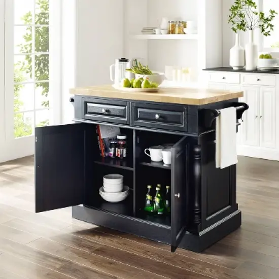 Oxford Butcher Block Kitchen Island Black - Crosley image {2}