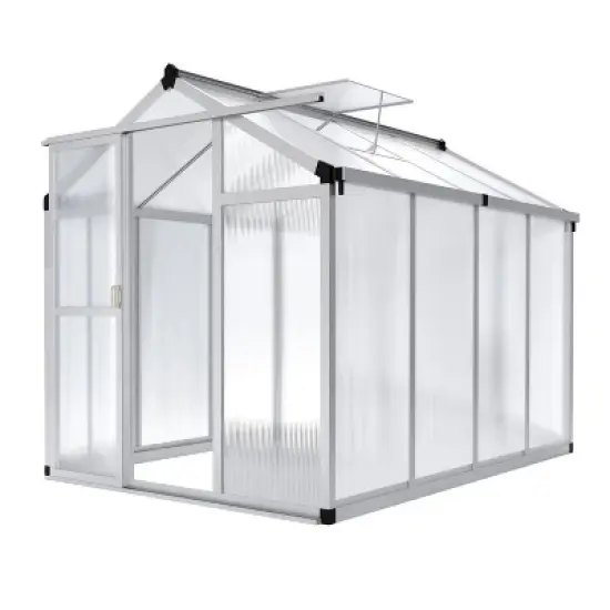 GustoWave 6x10 Ft. Large Walk-In Outdoor Polycarbonate Greenhouse Perfect For Backyards, Patios, And Lawns Sliver image {6}