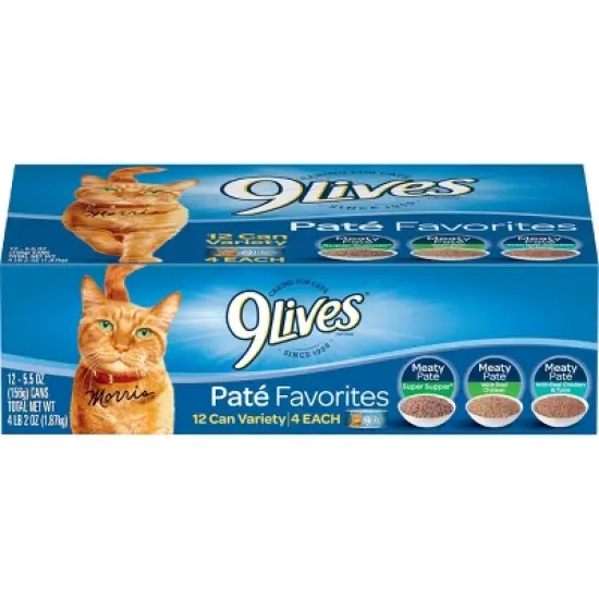 9Lives Pat&eacute; Favorites Chicken & Tuna Wet Cat Food - 5.5oz/12ct Variety Pack image {4}