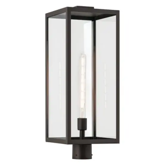 Branner 25.5 inch 1 Light Outdoor Post Light with Clear Glass in Textured Black image {4}