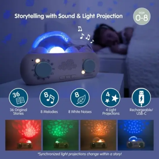 CloudBox Storyteller with 36 stories, Sound Machine with Light Projection image {2}