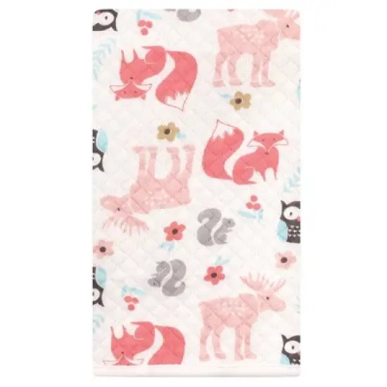 Hudson Baby Infant Girl Quilted Burp Cloths, Girl Forest, One Size image {1}