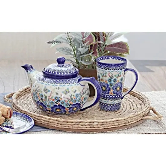 Blue Rose Polish Pottery 18 Vena Teapot image {1}