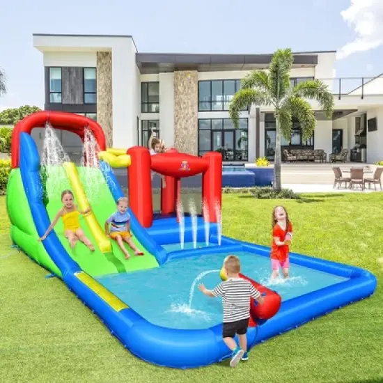 Costway Inflatable Water Slide Kids Jumping Bounce Castle w/ Ocean Balls & 780W Blower image {1}