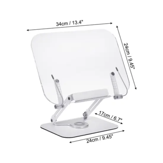 Unique Bargains Adjustable Foldable Transparent Acrylic Rust-resistant Book Stand Clear 1 Pcs image {1}