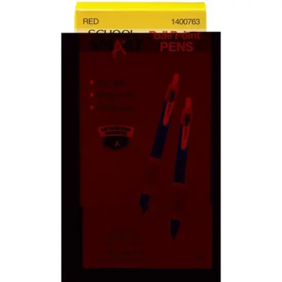School Smart Fade Resistant Retractable Ballpoint Pen, Medium Tip, Red, Pack of 12 image {1}