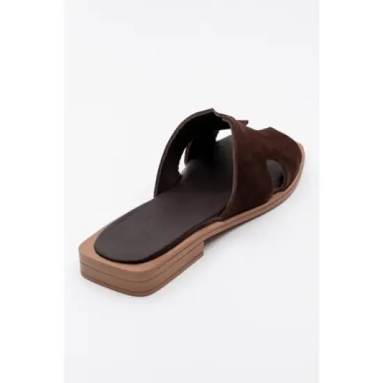 Jez - Brown Suede Leather Slide Sandal (Women) | Forever & Always Shoes image {2}