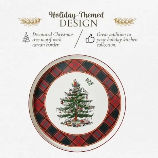 Spode Christmas Tree Lazy Susan - Tartan Plaid, Non Skid 360 Degree Rotation, Holiday Space Saver for Kitchen, Cabinet, Pantry image {2}