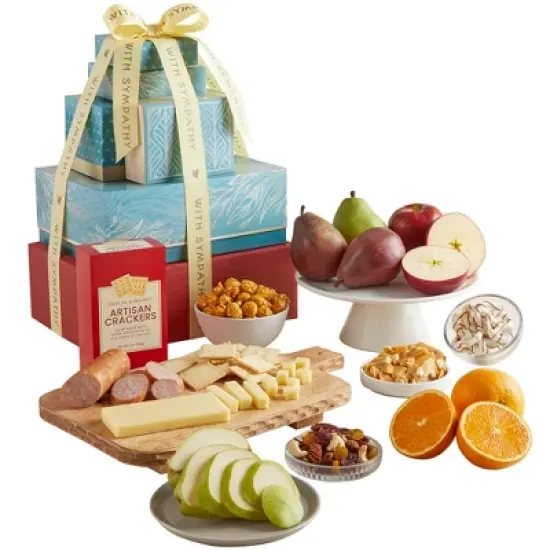 GreatFoods Sympathy With Love & Support Deluxe Fresh Fruit Tower condolence gift, gourmet food gift, sympathy gift image {4}