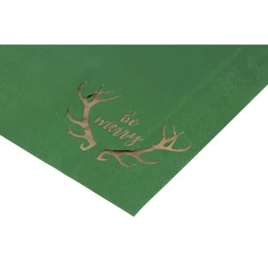 Juvale 50-Pack Green Be Merry in Gold Foil Disposable Paper Cocktail Napkins for Christmas Party Supplies image {4}
