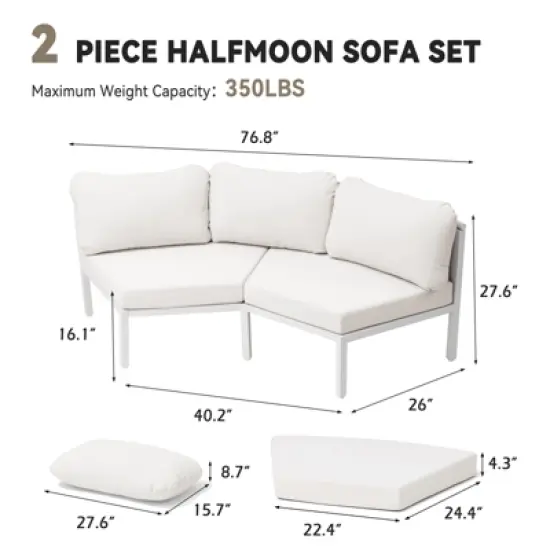 Crestlive products 2PC outdoor handcrafted woven rope design patio sofa for Balcony lawn  Beige image {1}