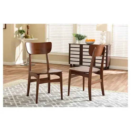 Set of 2 Netherlands Mid-century Modern Scandinavian Dining Side Chairs - Baxton Studio: Veneer Tops image {3}